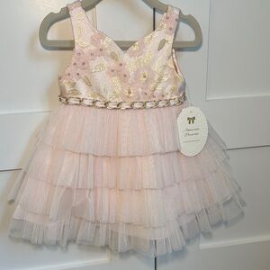 American Princess Blush and Gold Layered Dress